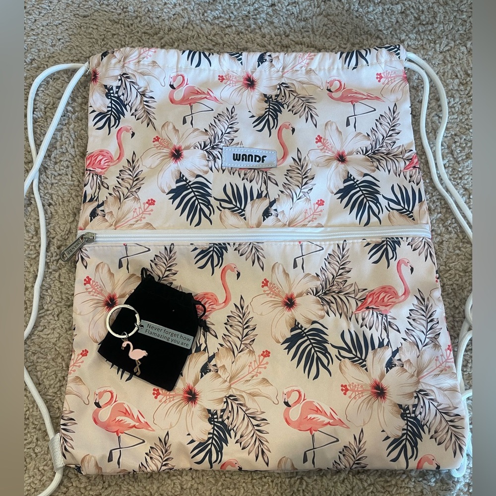 🦩Flamingo DrawString Bag and Key Chain